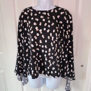 Polka Dot Bell Sleeve Top